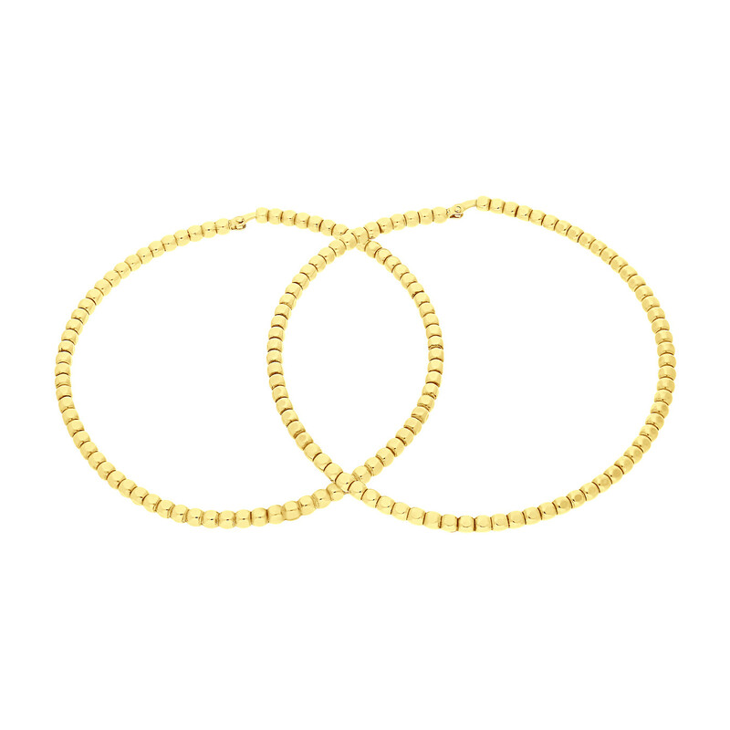 Kolczyki pozłacane kółka szarniry 60mm bead LO OG0189 GOLD próba 925