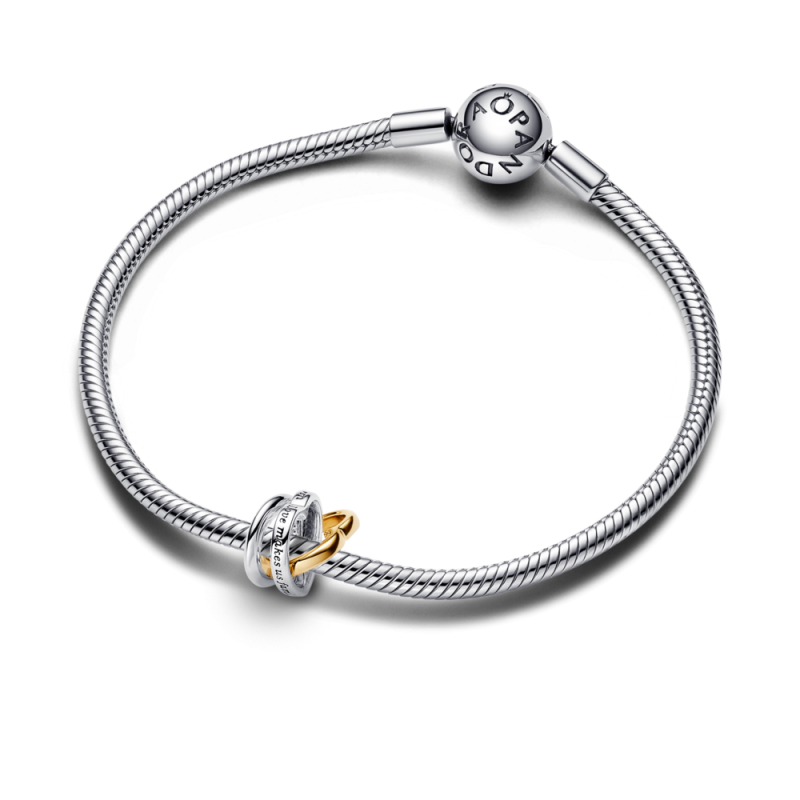 Dwutonowy charms Pandora Splecione serca 763244C00