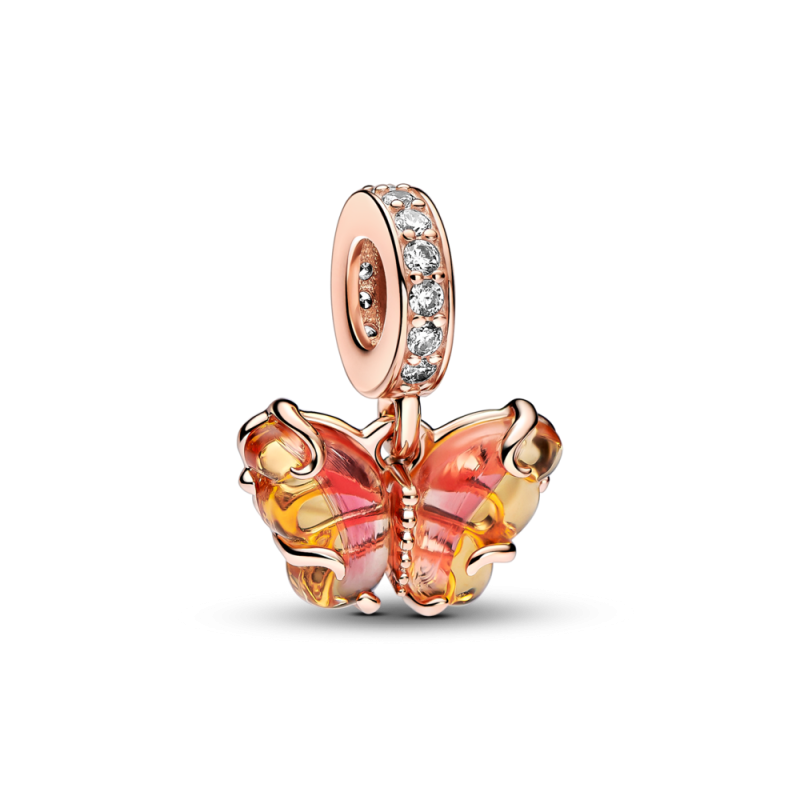 Charms-zawieszka Pandora Motyl z różowego i żółtego szkła Murano 782698C01