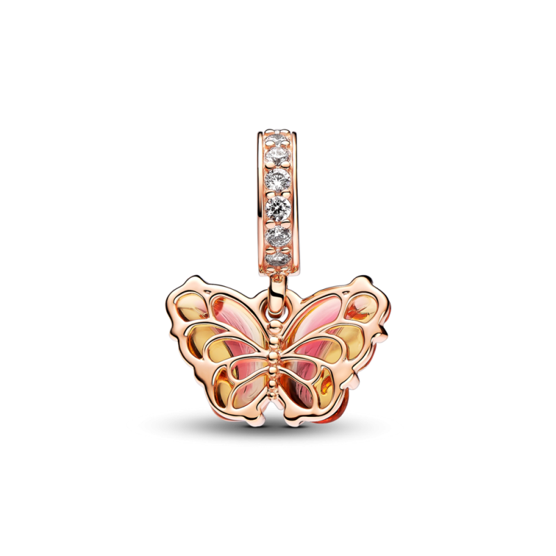 Charms-zawieszka Pandora Motyl z różowego i żółtego szkła Murano 782698C01