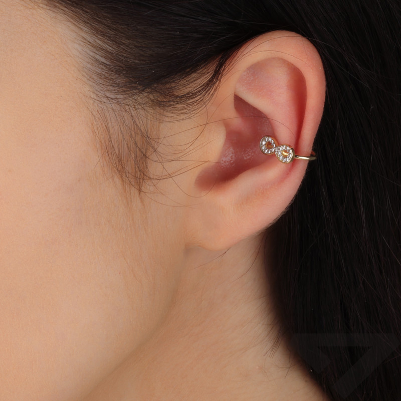 Kolczyk złoty EAR CUFF infinity z cyrkoniami MZ T45-E-FK-1714-YW-CZ próba 375