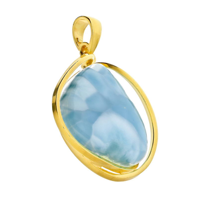 Zawieszka pozłacana larimar w kropli IU-lar-kropla Gold próba 925