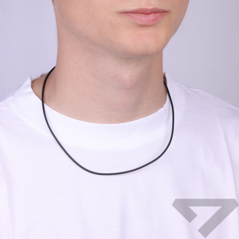 Naszyjnik kauczuk czarny 2 mm ze srebrnym zapięciem