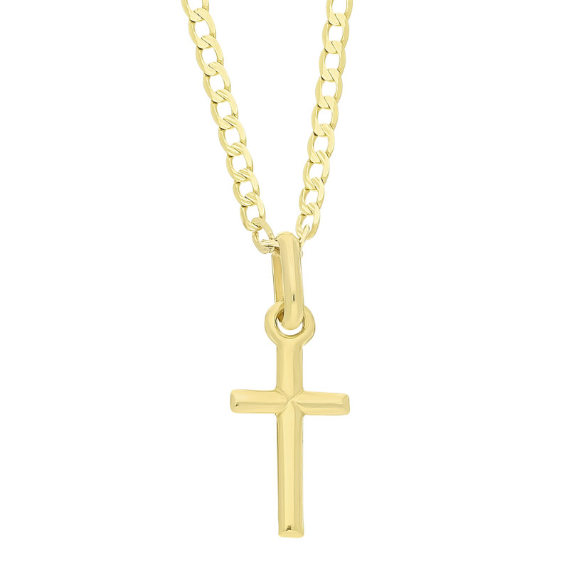 Zestaw komunijny złoty 333 krzyżyk + łańcuszek pancer grawerowany 375 45 cm